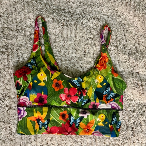 Yoga Democracy Sports Bra Tropical Print Size Large - Picture 1 of 4